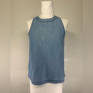 Gap 1969 Tencel Denim Open Back Shell Tank Top Blue XS